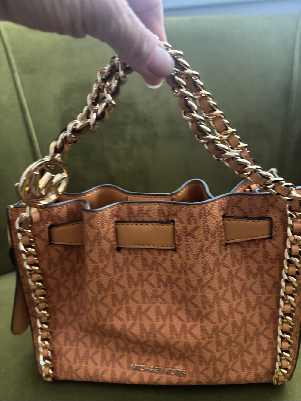 Michael Kors  cider color MK Logo Chain-Trim Shoulder Bag